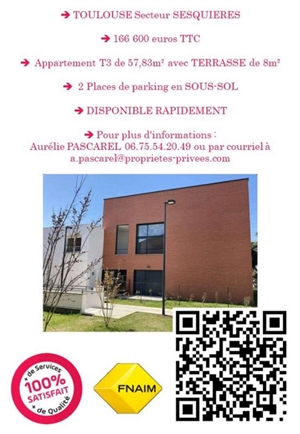 t3 à la vente -   31200  TOULOUSE, surface 58 m2 vente t3 - UBI437893274